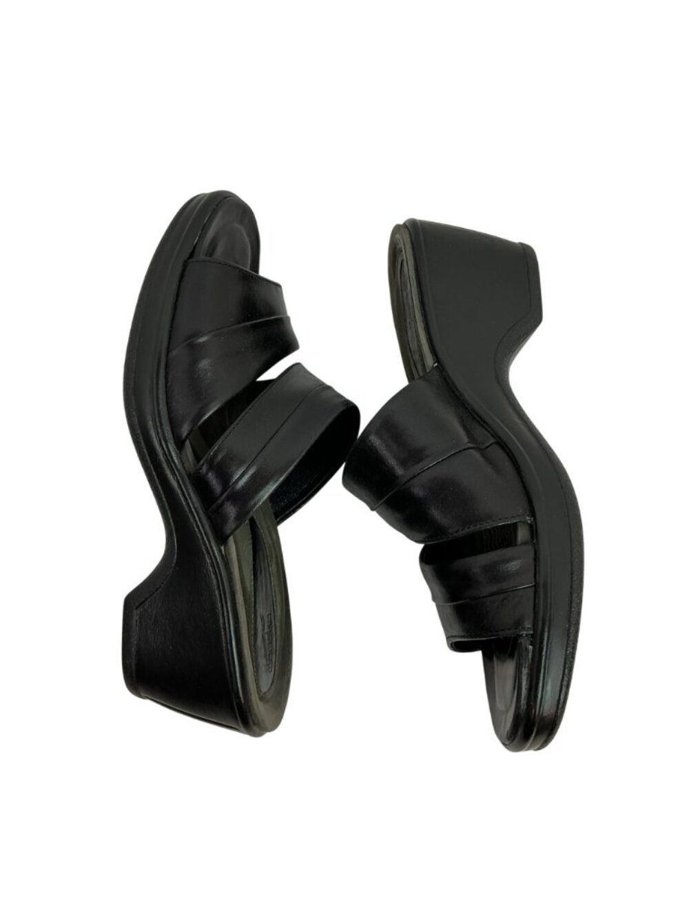 Dansko Two Strap Leather Slide-On Wedge Sandals Womens 7.5-8 Black - Picture 6 of 10